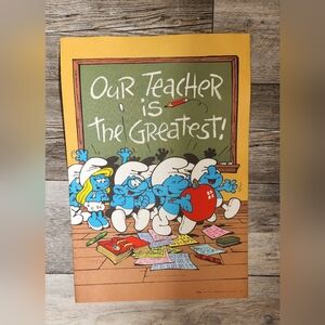 Vintage Peyo 1982 Smurfs Our Teacher Is The Greatest Wallace Berrie